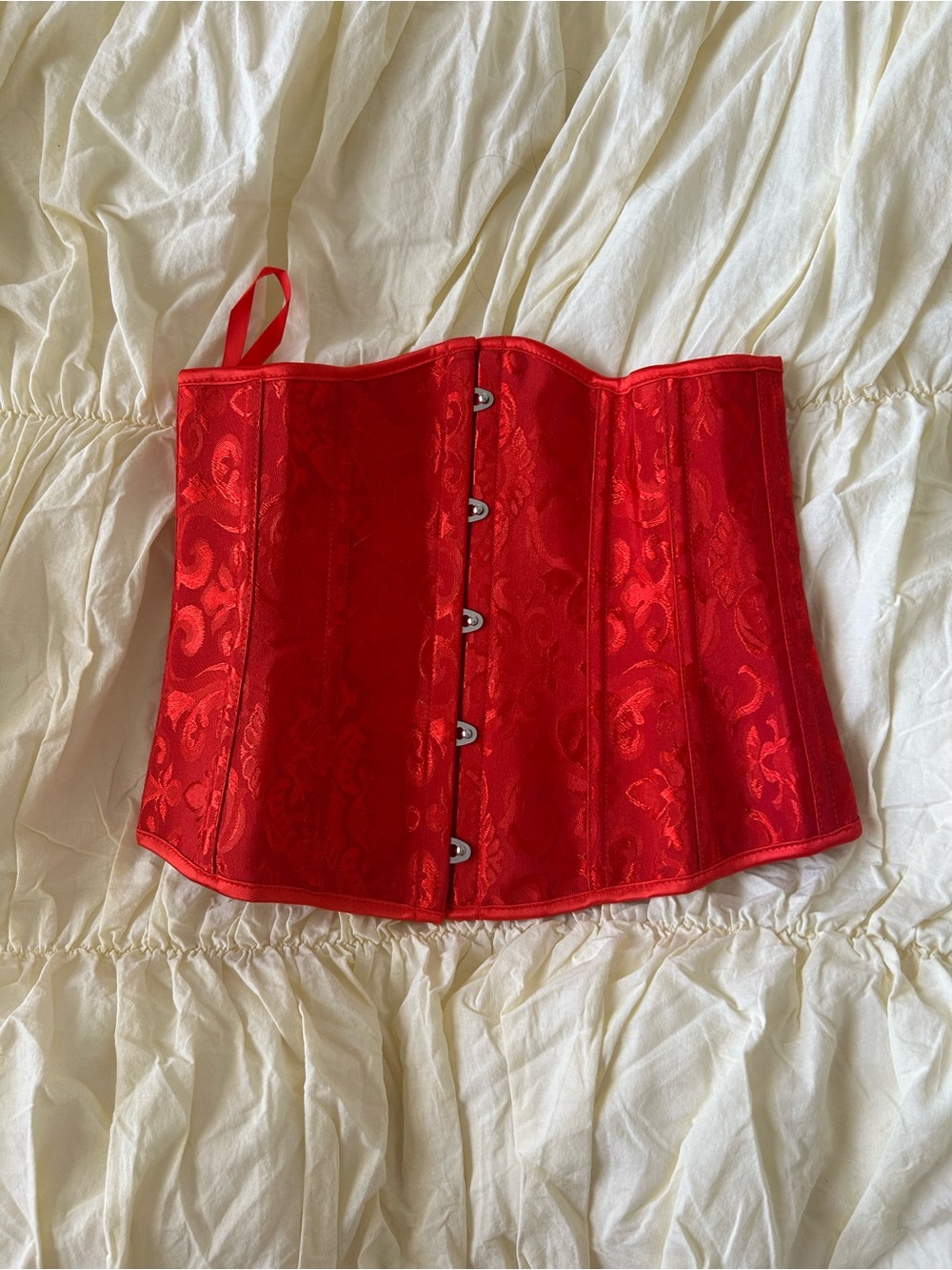 Red Satin Brocade Underbust Corset